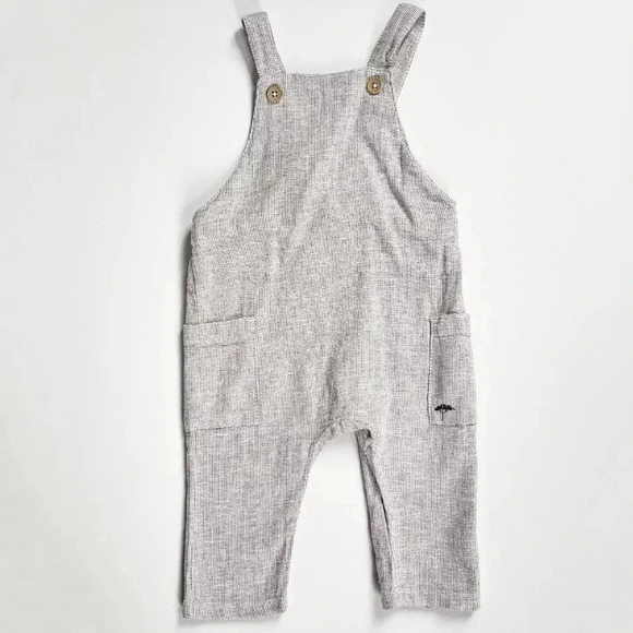 Zara Baby Pinstripe Linen Overalls Romper Jumpsuit adjustable unisex - Picture 1 of 7